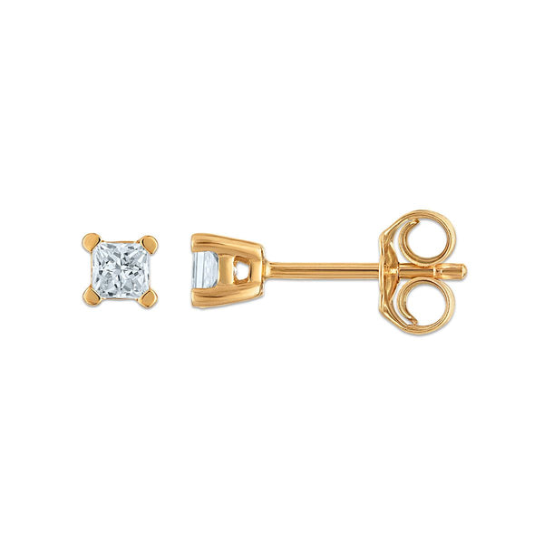 EcoLove 1/4 CTW Princess Cut Lab Grown Diamond Stud Earrings in 10KT Yellow Gold