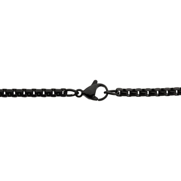 Inox Black IP Stainless Steel Lab Grown Diamond Accent 24-inch Dog tag with Cross Inlay