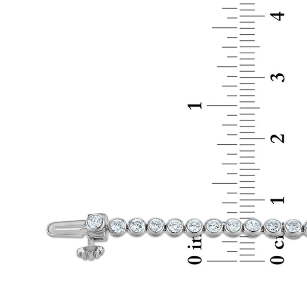 Red Hot Deal 3 CTW Round Lab Grown Diamond 7-inch Bezel Set Tennis Bracelet in 10KT White Gold