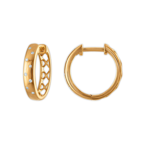 Natural Diamond Accent Hoop Earrings in Gold Plated Sterling Silver