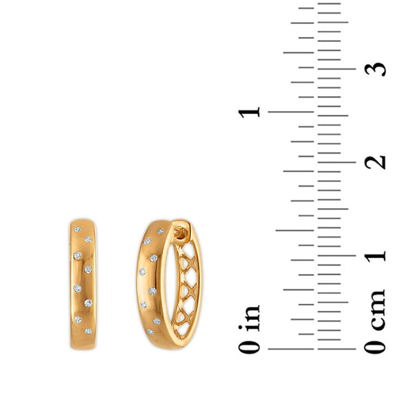 Natural Diamond Accent Hoop Earrings in Gold Plated Sterling Silver