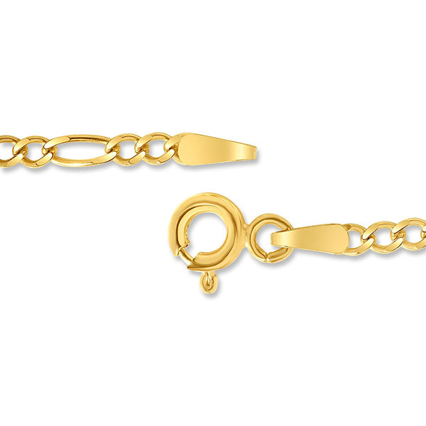 10KT Yellow Gold 5.5-inch Figaro ID Bracelet with Heart Detail