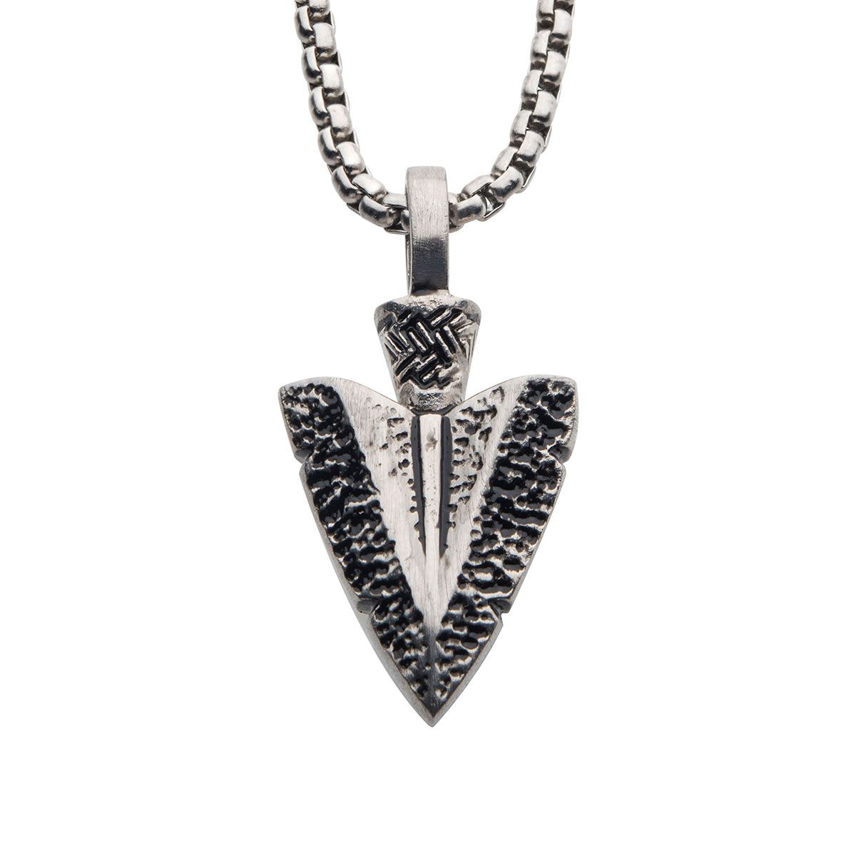 Inox Antiqued Stainless Steel 22-inch Arrowhead Pendant