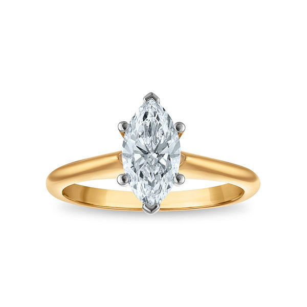 Signature Certificate 8X EcoLove 1 CTW Marquise Lab Grown Diamond Solitaire Engagement Ring in 14KT Yellow Gold