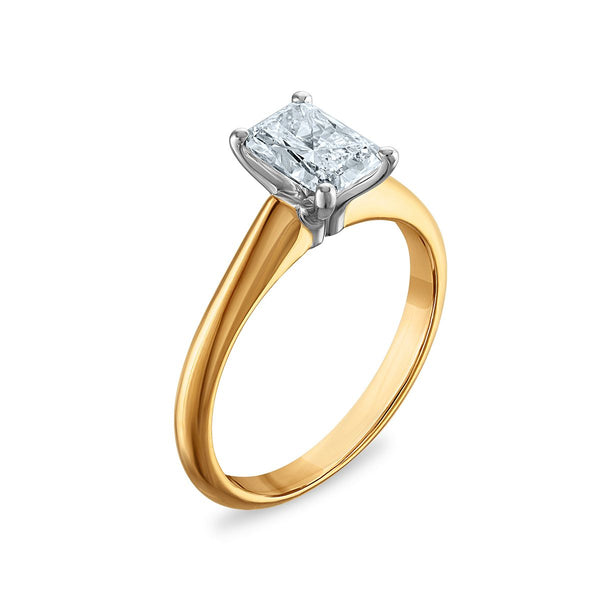 Signature Certificate 8X EcoLove 1 CTW Radiant Lab Grown Diamond Solitaire Engagement Ring in 14KT Yellow Gold