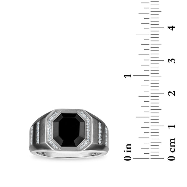 Serpents and Saints Onyx and Diamond Fashion Ring in Sterling Silver