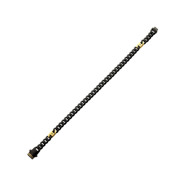 Inox Two-Tone Stainless Steel 8-inch 6MM Miami Cuban Link Bracelet with Black Sapphire