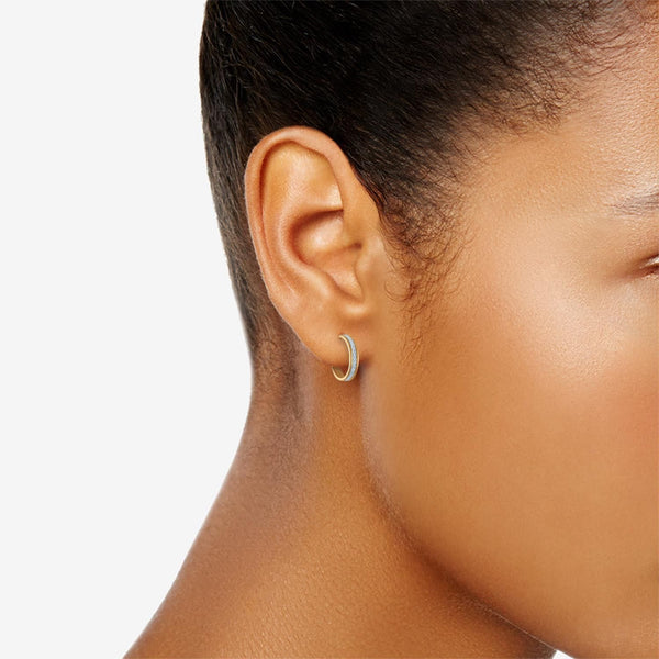 10KT Yellow Gold Glitter Hoop Earrings