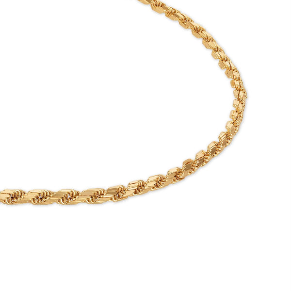 14KT Yellow Gold 22-inch 4MM Diamond-Cut Rope Chain