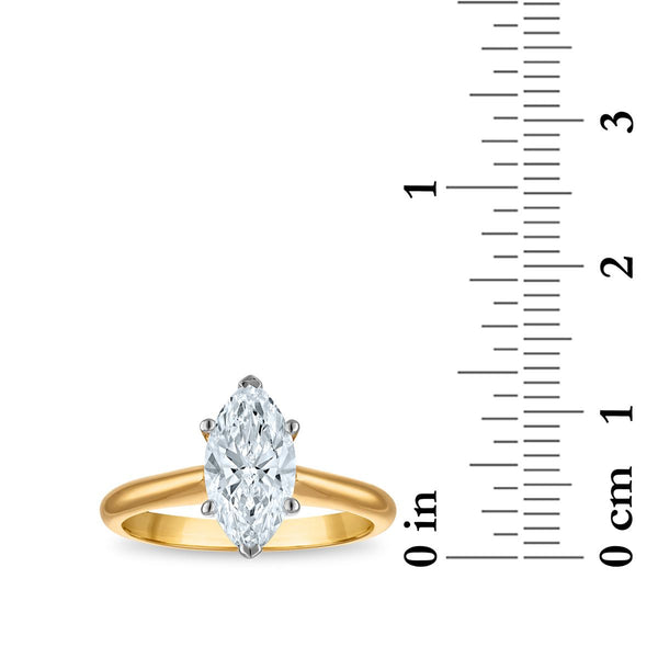 Signature Certificate 8X EcoLove 1 1/2 CTW Marquise Lab Grown Diamond Solitaire Engagement Ring in 14KT Yellow Gold