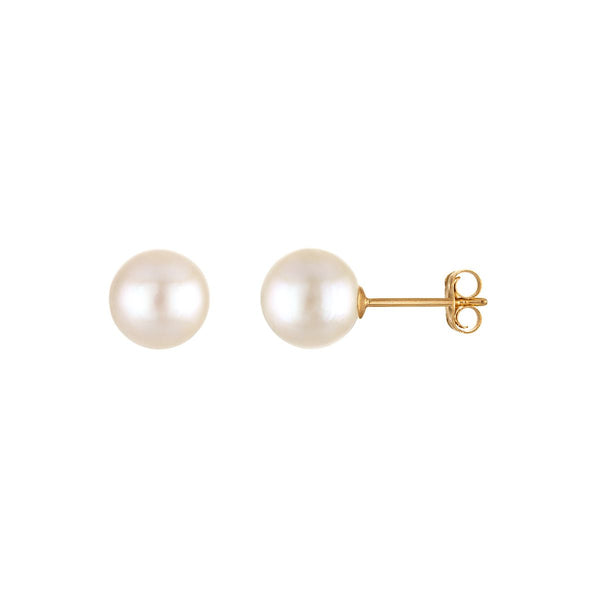 7MM Pearl Stud Earrings in 14KT Yellow Gold