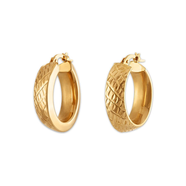 10KT Yellow Gold 6X15MM Slanted Hoop Earrings