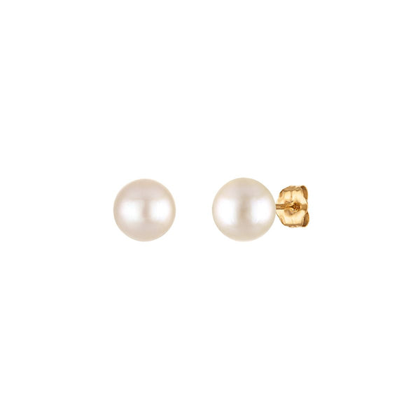 6MM Pearl Stud Earrings in 14KT Yellow Gold
