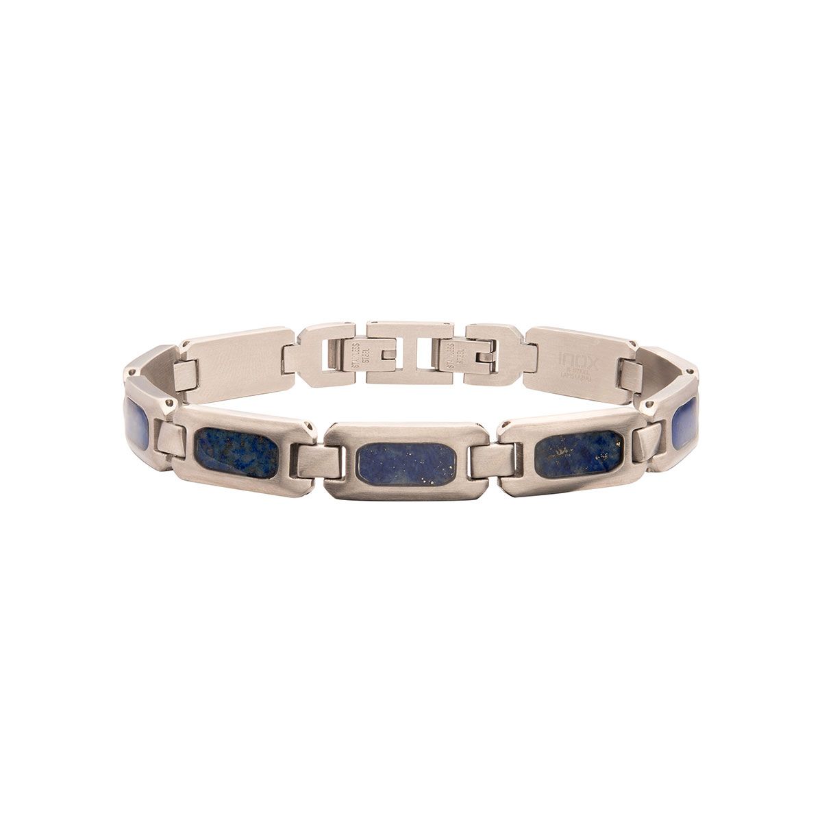 Inox Stainless Steel Lapis Lazuli Stone Inlay 8.5-inch Bracelet