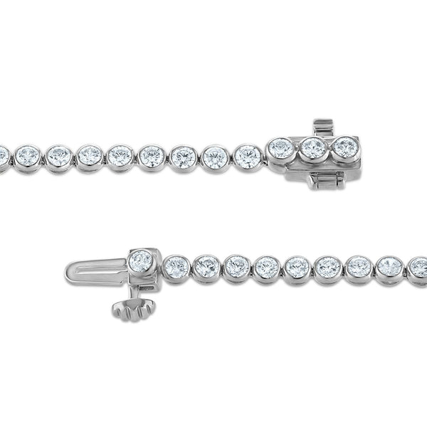 Red Hot Deal 3 CTW Round Lab Grown Diamond 7-inch Bezel Set Tennis Bracelet in 10KT White Gold
