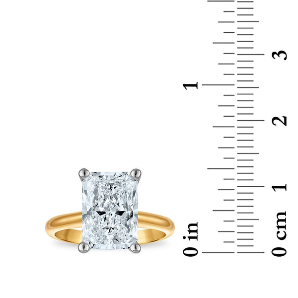 Signature Certificate 8X EcoLove 5 CTW Radiant Lab Grown Diamond Solitaire Engagement Ring in 14KT Yellow Gold