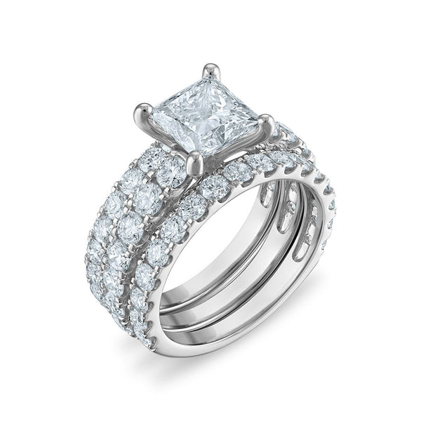 Signature EcoLove 5 CTW Lab Grown Diamond Bridal Set Princess Cut Ring in 14KT White Gold