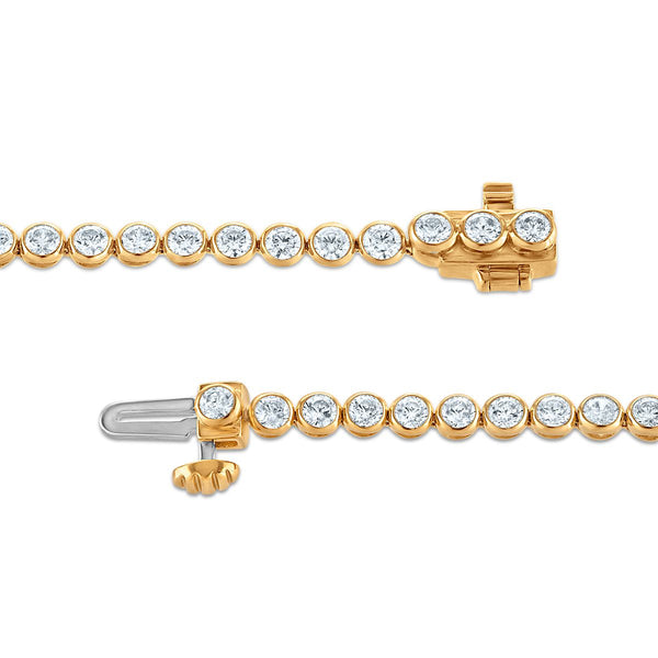 Red Hot Deal 3 CTW Round Lab Grown Diamond  7-inch Bezel Set Tennis Bracelet in 10KT Yellow Gold