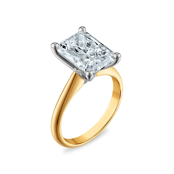 Signature Certificate 8X EcoLove 5 CTW Radiant Lab Grown Diamond Solitaire Engagement Ring in 14KT Yellow Gold