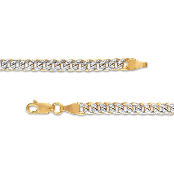 14KT Two-Tone Gold 8.5-inch 4.5MM Double-Sided Diamond-Cut Curb Bracelet