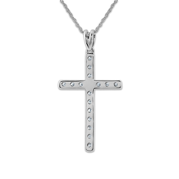 Sterling Silver 1/2 CTW Lab Grown Diamond 18-inch Cross Pendant