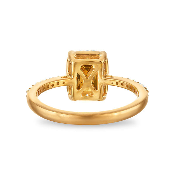 7X5MM Radiant Citrine and White Sapphire Birthstone Ring in 18KT Gold Vermeil