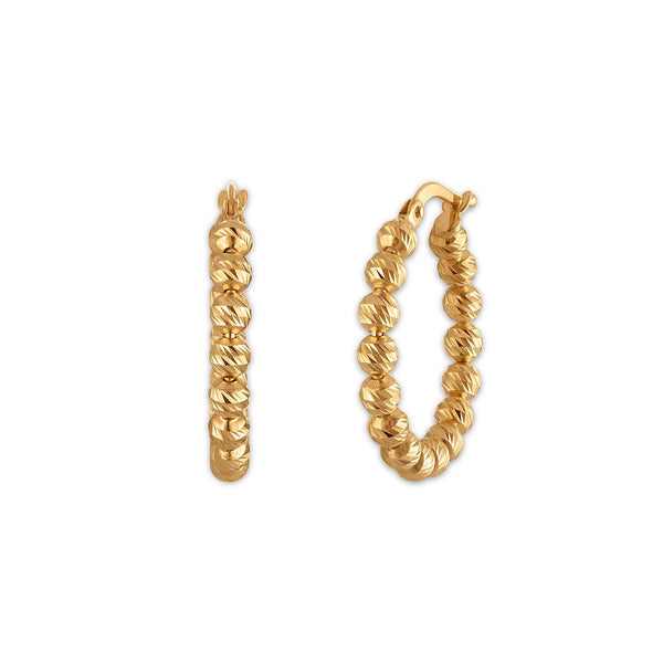 14KT Yellow Gold 15MM Beaded Hoops