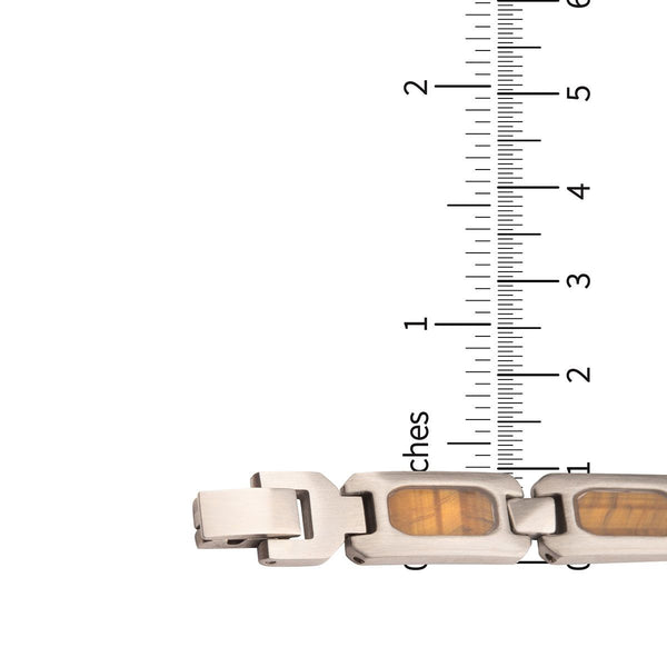 Inox Stainless Steel Tiger Eye Stone Inlay 8.5-inch Bracelet