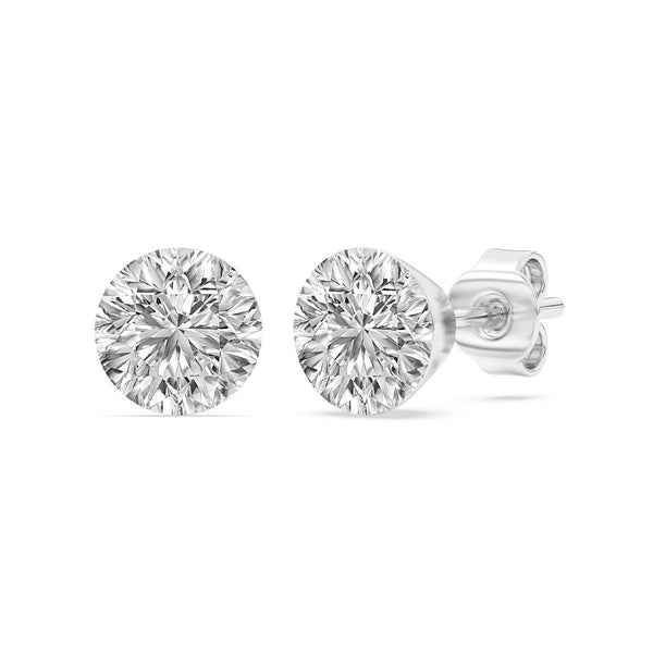 Signature EcoLove 3 CTW 100 Facet Centurion Lab Grown Diamond Stud Earrings in 14KT White Gold