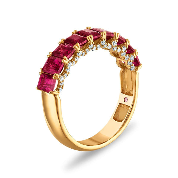 LoveSong EcoLove 4X3MM Ruby and Lab Grown Diamond Ring in 10KT Yellow Gold