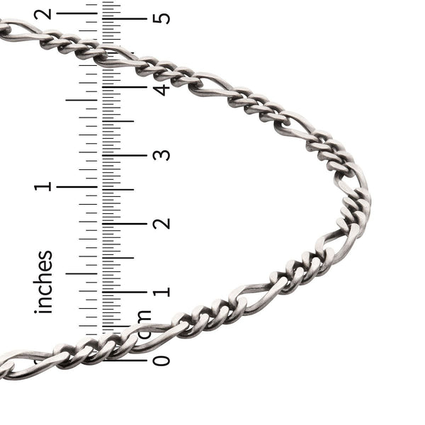 Inox 22-inch 4.3MM Sterling Silver Brushed Satin Finish Figaro Chain