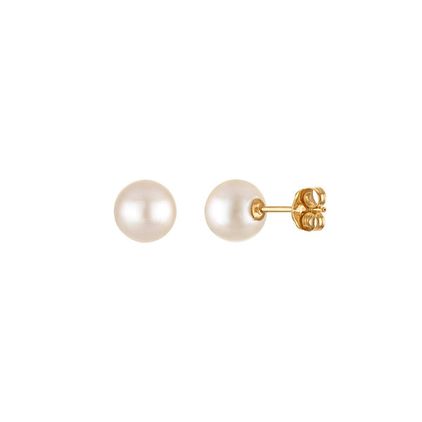 6MM Pearl Stud Earrings in 14KT Yellow Gold