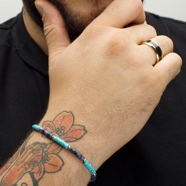 Inox Azure Voyager Heishi Bead Bracelet