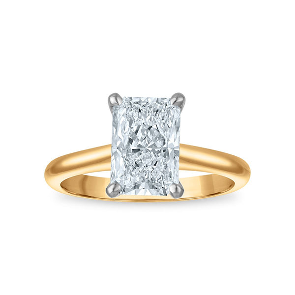 Signature Certificate 8X EcoLove 2 CTW Radiant Lab Grown Diamond Solitaire Engagement Ring in 14KT Yellow Gold