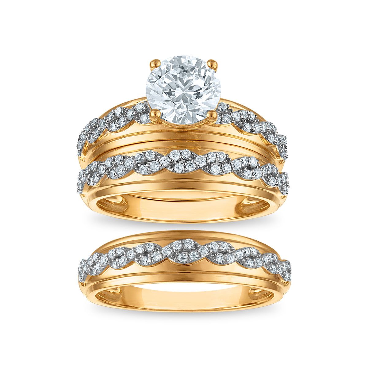 EcoLove 2 CTW Lab Grown Diamond Wedding Trio Set in 10KT Yellow Gold