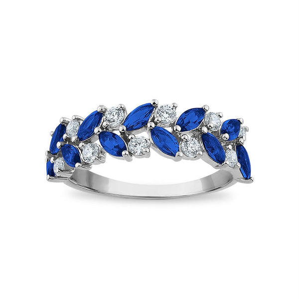 1/3 CTW Lab Grown Diamond and Blue Sapphire Ring in 10KT White Gold