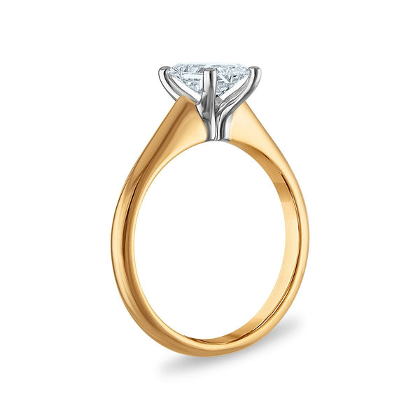 Signature Certificate 8X EcoLove 1 CTW Radiant Lab Grown Diamond Solitaire Engagement Ring in 14KT Yellow Gold