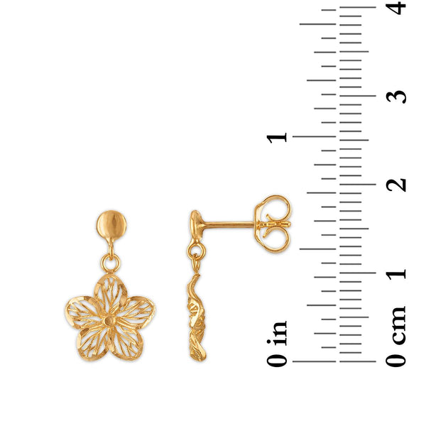 10KT Yellow Gold Dangling Flower Earrings