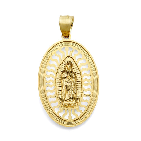 10KT Yellow Gold 31.8X17.3MM Our Lady Of Guadalupe Pendant-Chain Not Included