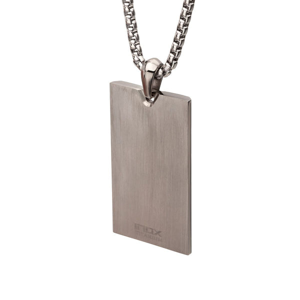 Inox Titanium and Whiskey Barrel Wood Inlay 22-inch Dog Tag  with Embedded Guitar String