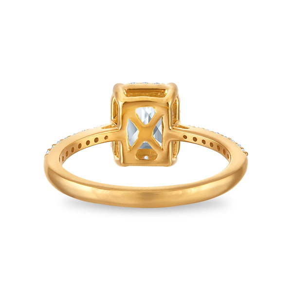7X5MM Radiant White Topaz and White Sapphire Birthstone Ring in 18KT Gold Vermeil