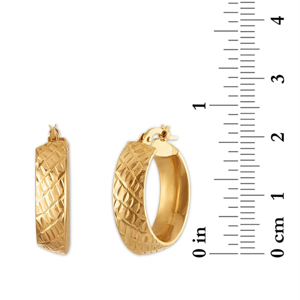 10KT Yellow Gold 6X15MM Slanted Hoop Earrings