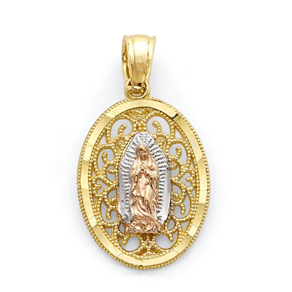10KT Tri-Color Gold 20X11MM Our Lady Of Guadalupe Pendant-Chain Not Included