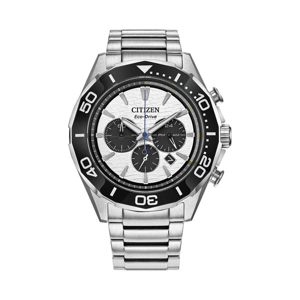 Citizen with 44X44 MM White Round Dial Stainless Steel Watch Band; CZ4730-59A Endeavor