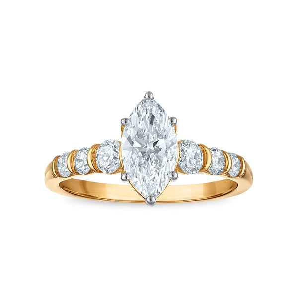 Red Hot Deal 1-1/2 CTW Lab Grown Diamond Engagement Marquise Ring in 10KT Yellow Gold