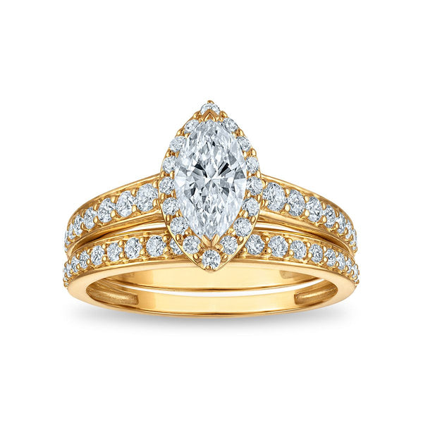 EcoLove 1-1/2 CTW Lab Grown Diamond Wedding Trio Set in 10KT Yellow Gold