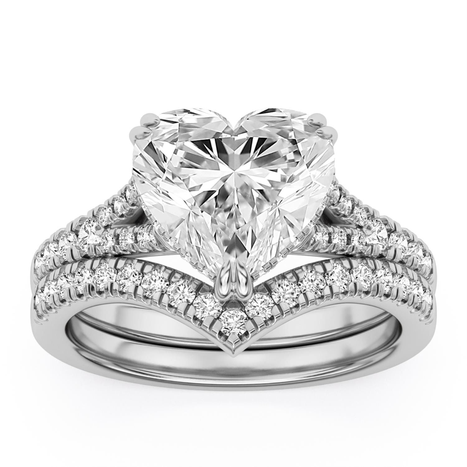 Signature EcoLove Diamond Dreams 4 CTW 100 Facet Centurion Lab Grown Diamond Bridal Set in Platinum