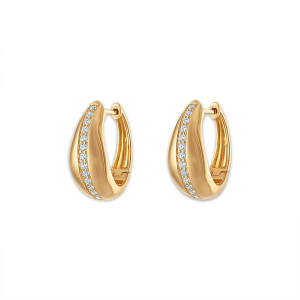 EcoLove 1/3 CTW Lab Grown Diamond Hoop Earrings in Yellow Gold Plated Sterling Silver