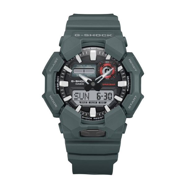 G-Shock with 55X52 MM Black Round Dial Resin Band Strap; GA010-2A