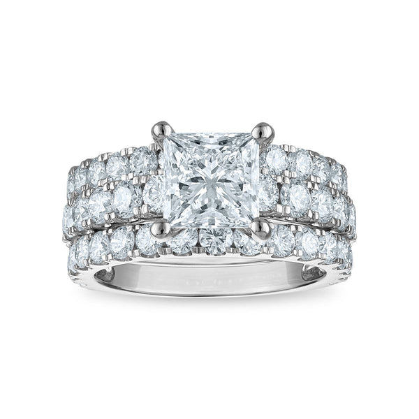 Signature EcoLove 5 CTW Lab Grown Diamond Bridal Set Princess Cut Ring in 14KT White Gold
